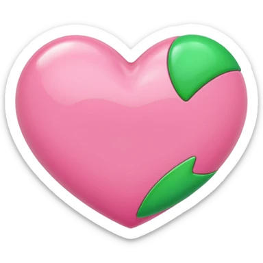 Pink heart with smaller green heart sticker