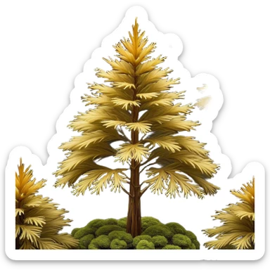 Cinematic Realistic Allocasuarina Emoji, Tall and elegant, with long, needle-like foliage that gives the tree a fine, wispy appearance. The tree’s soft, golden-brown color adds warmth to the landscape. Soft glowing outline, capturing the essence of Australian beauty, strength, and serenity in an allocasuarina tree! sticker