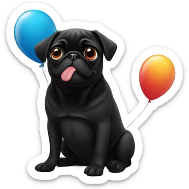 Black pug  and a ballon that says  “I’m sorry” sticker