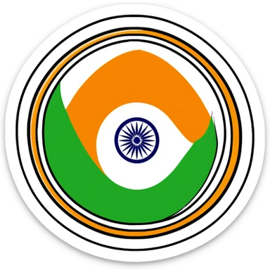 Indian flag with saffron, white, and green horizontal stripes and blue Ashoka Chakra wheel in the center sticker