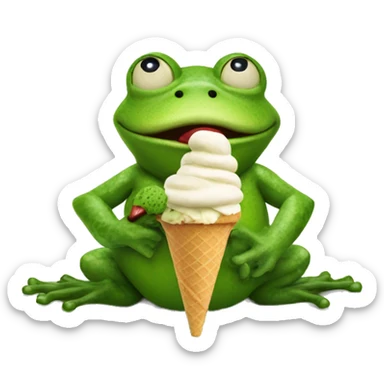 Giant frog eating icecream sticker