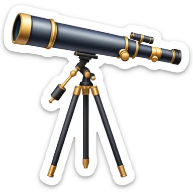 An icon featuring a telescope, stars, and a planet, symbolizing astronomy. The design includes a crescent moon, distant galaxies, and constellations, representing the study of space and celestial bodies. Transparent background highlights the exploration of the universe and cosmic phenomena. sticker