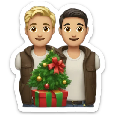 gay couple christmas sticker