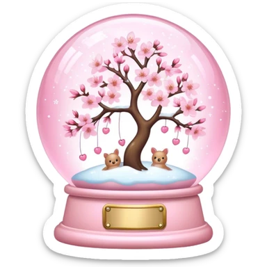 Pastel pink snow globe，Cherry blossom sticker