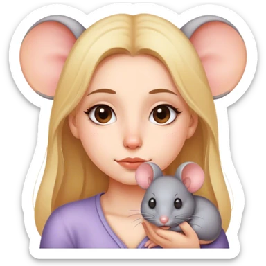Girl with mouse open on her face sticker