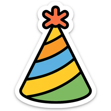 party hat color icon sticker