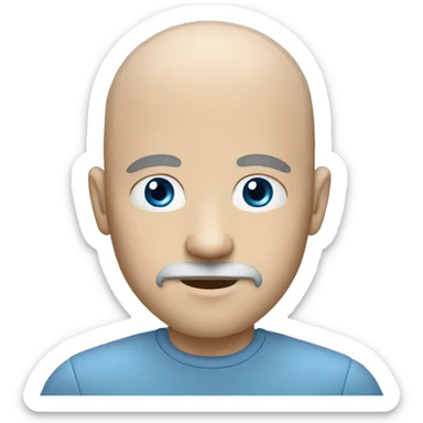 A bald white man with gray goatee blue eyes sticker