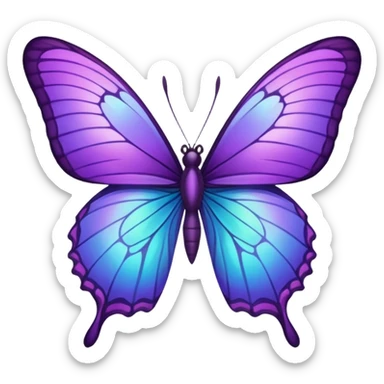 Purple butterfly with sharp ends on each wing sticker