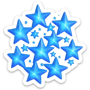 shiny blue cluster of stars and sparkles, glowing and magical sticker