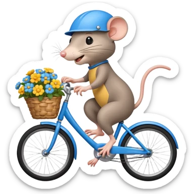 a-cheerful- rat-riding-a-blue-bicycle,-wearing-a-cute-helmet,-with-a-big-smile-and-a-basket-full-of-flowers-on-the-front.-bright,-cartoonish-style,-simple-and-fun. sticker