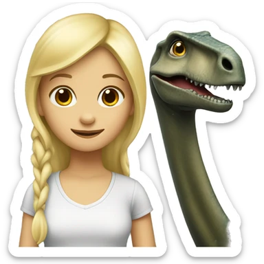 Blonde girl with Brachiosaurus sticker