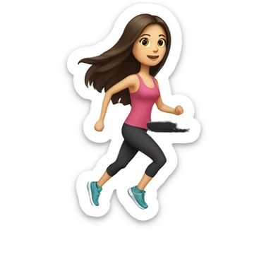 brunette woman with long hair doing treadmill sticker