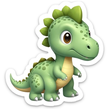 Adorable cute sage green dinosaur sticker