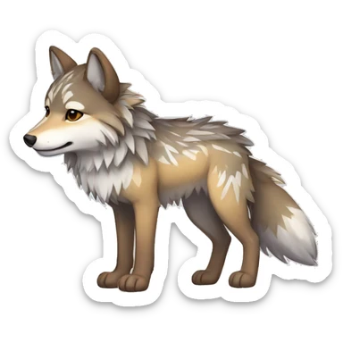 Fluffy Shy Colorful Chibi Spiritual Coywolf With Shiny Tribal Markings Full Body sticker
