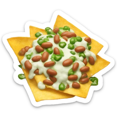 Nachos with queso blanco, beans, and green sauce  sticker