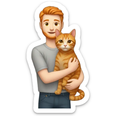 Person with a Ginger cat in the arms sticker