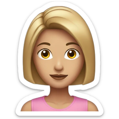 beautiful brunette with a bob in a pink top sticker