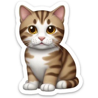 White brown tabby Scottish cat sticker