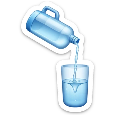 bottle of water pouring out --no glas sticker