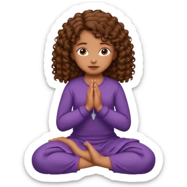 girl praying on knees curls brown sticker