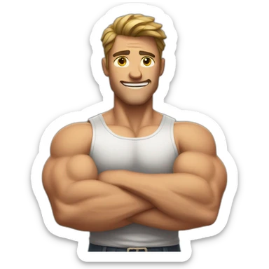 strong man flexing arms sticker