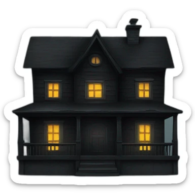 Black scary house sticker