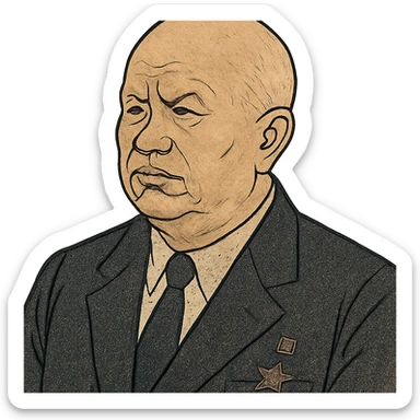 ukiyo-e style portrait of Nikita Khrushchev sticker