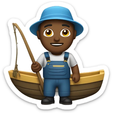 un pescador en un bote sticker