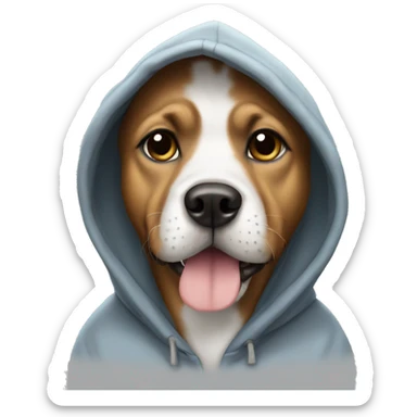Dog wearing hoodie sticker
