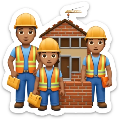 House with construction workers  sticker