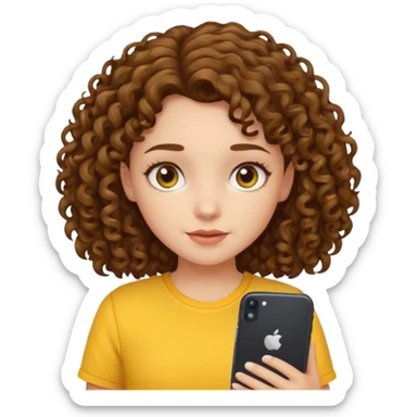 curly haired girl with yellow shirt sticker