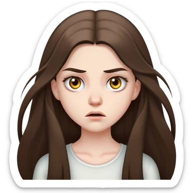  beautiful pale brunette girl with long hair pissed off eyes around sticker