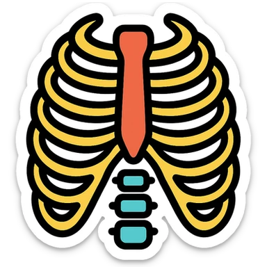 skeleton ribs icon with color outline sticker