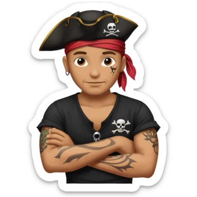 Pirate with black shirt saying I love you sticker