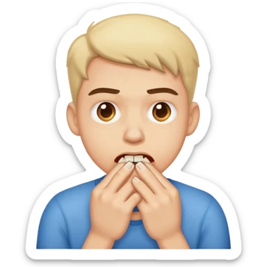 Nervous cute nail biting sticker