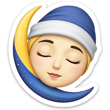 Crescent moon with sleeping hat sticker