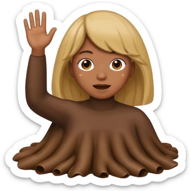 poop wearing a wig and waving hi while pooping sticker