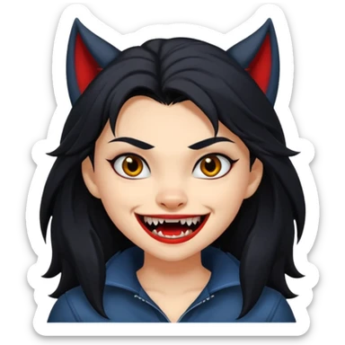 Werewolf black hair girl with a smile sticker