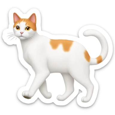 white and orange cat walking sticker
