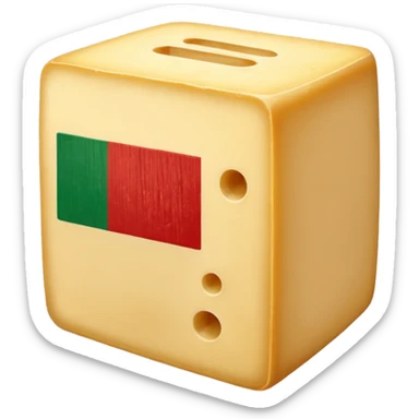 Parmigiano block with Italian flag stuck into it sticker