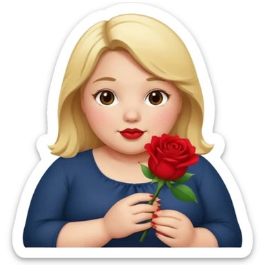 ash Trevino is a fat girl with blonde hair and has a rose in her hand , really fat sticker