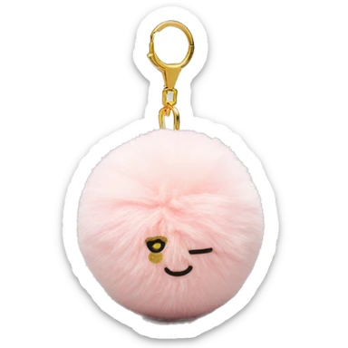 Light Pink and Gold Pom Pom Ball Keyring sticker