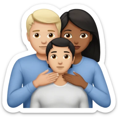 White blond man massages black haired brown woman from front view sticker