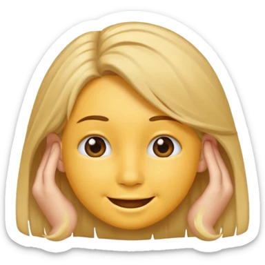 Face emoji smiling and tucking hair behind ear sticker