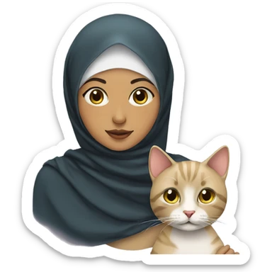 hijab girl with cat sticker