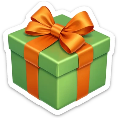 make present box in light green color with Orange bow  sticker
