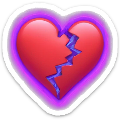 neon broken heart sticker