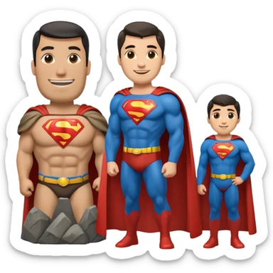 a moai emoji with a superman cape with the original face or the moai emoji with a super man saving people vibe like the superman there is some man waiting in the sky meme but then with moai sticker