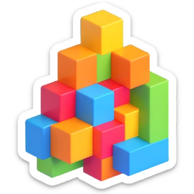 Minecraft logo inspired icon, 3D blocky look, vibrant colors sticker