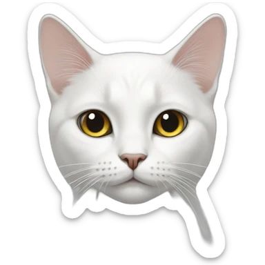 white cat,black forehead sticker